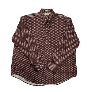 Natural Issue XL Wrinkle Free Burgundy Paisley Print Button Down Long Sleeve